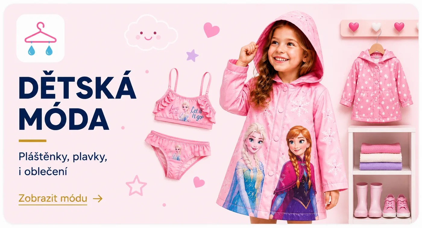 Dětská móda Devonshop – pláštěnky, plavky a oblečení s oblíbenými pohádkovými motivy.