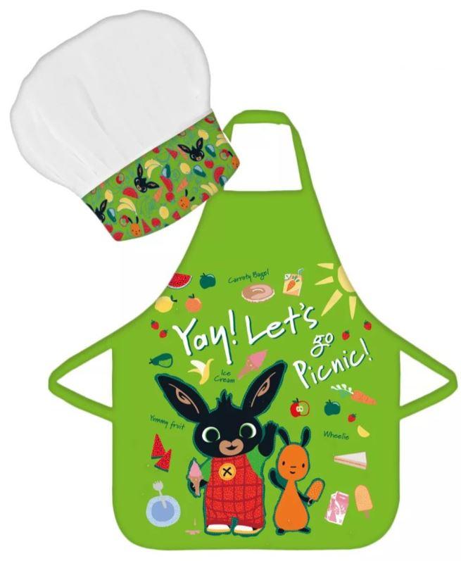 BRANDMAC Kuchařská zástěrka KRÁLÍČEK BING zelená s čepicí cca 3-8 let