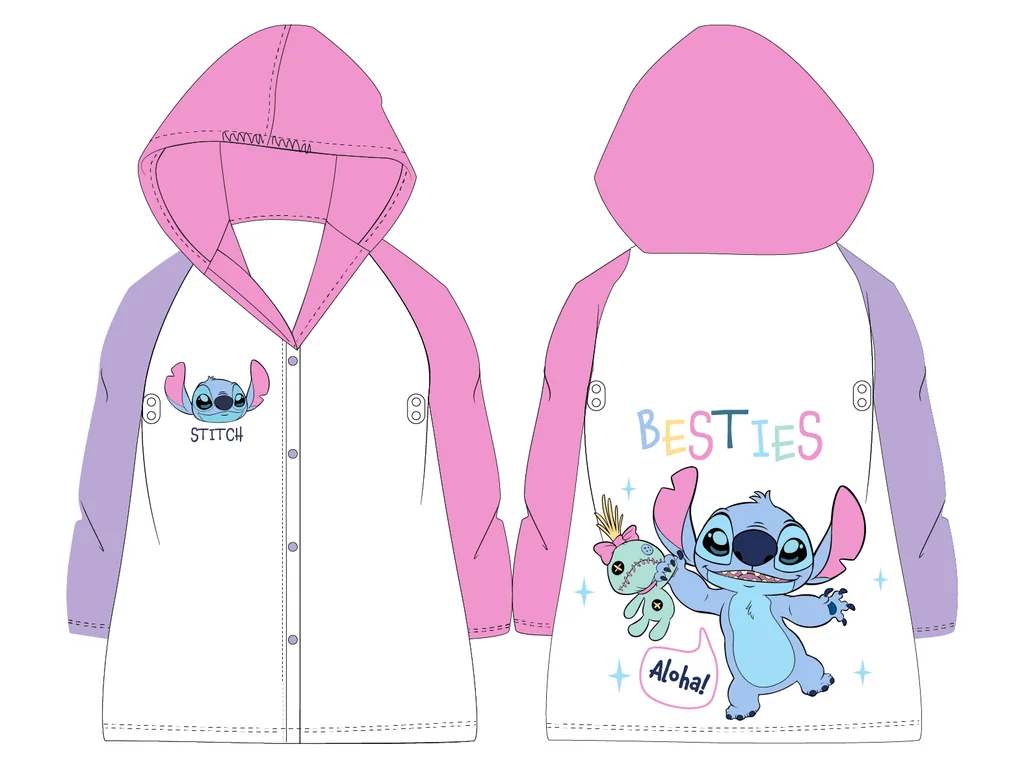 Pláštěnka LILO A STITCH průhledná růžovo-fialová, vel. 98/104