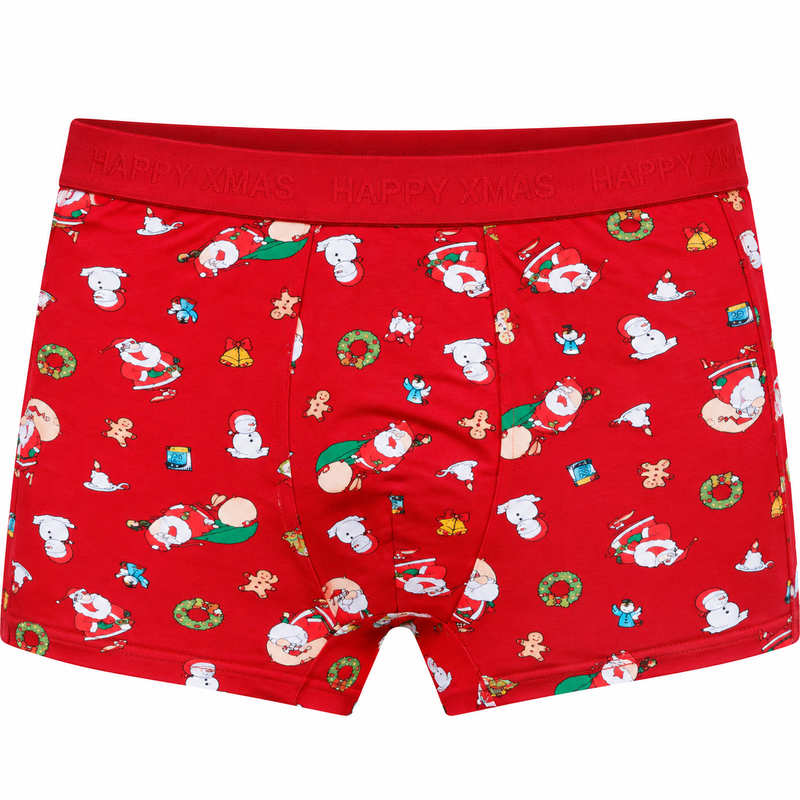 Pánské vánoční boxerky s modalem HAPPY XMAS – červené, vel. L