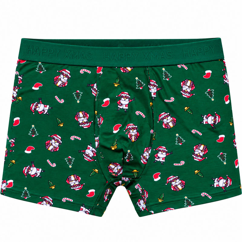 Pánské vánoční boxerky s modalem HAPPY XMAS – zelené, vel. 2XL