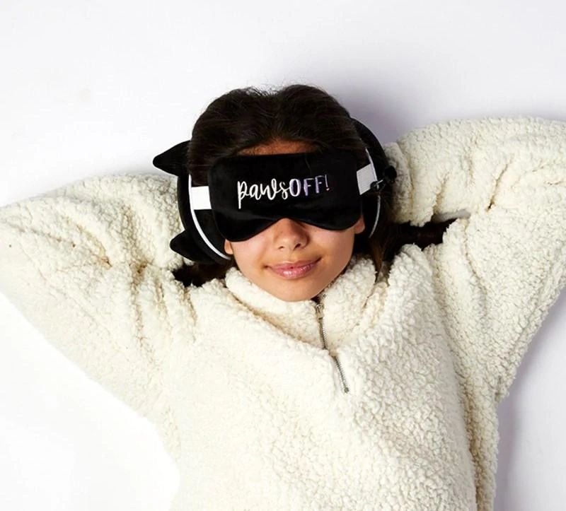 PUCKATOR Cestovní polštářek s maskou na oči KOČKA