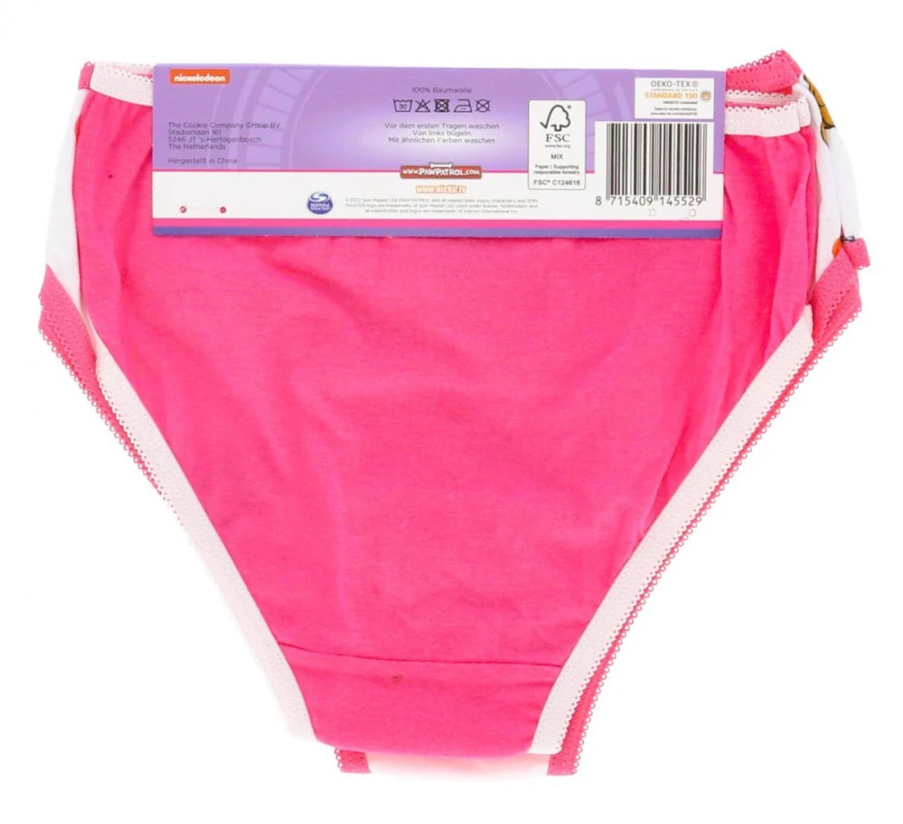 THE COOKIE COMPANY Kalhotky TLAPKOVÁ PATROLA růžové 3pack 98/104