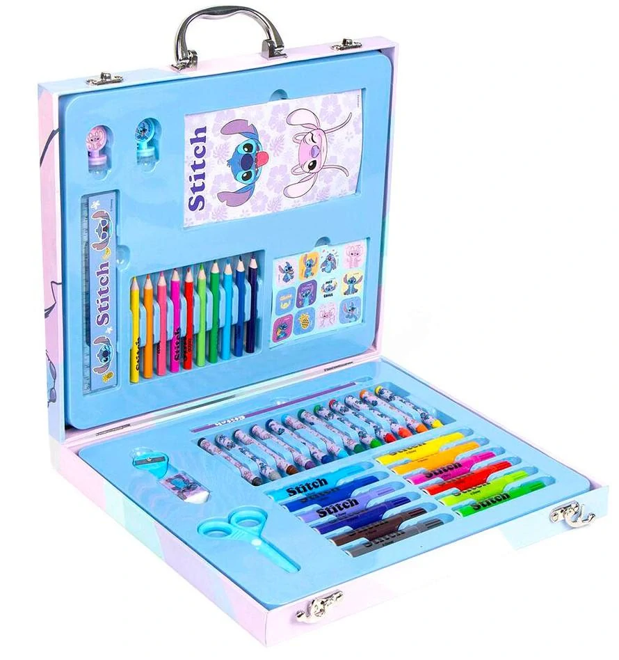 CERDA Kreativní sada LILO A STITCH v dřevěném kufříku 42 dílů