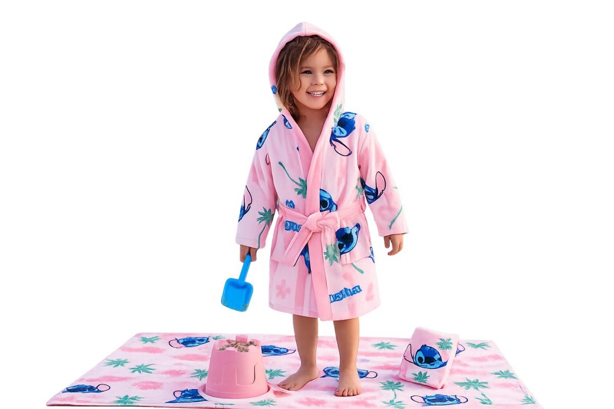 AYMAX 3dílná souprava župan, osuška a žínka LILO A STITCH, vel. 110-116