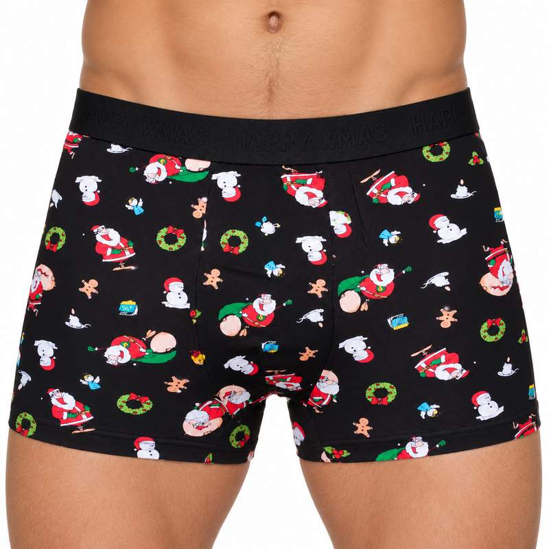 Pánské vánoční boxerky s modalem HAPPY XMAS – černé, vel. M