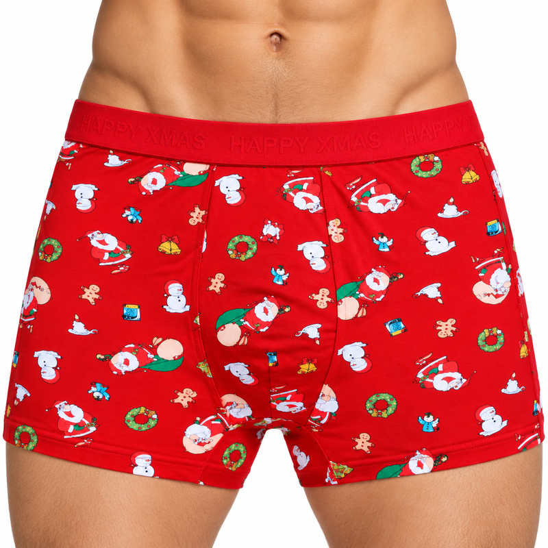 Pánské vánoční boxerky s modalem HAPPY XMAS – červené, vel. L