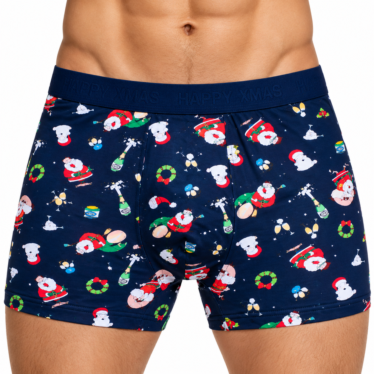 Pánské vánoční boxerky s modalem HAPPY XMAS – tmavě modré, vel. L