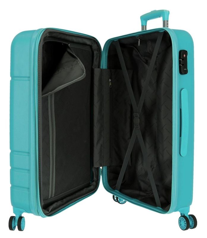 JOUMMABAGS Cestovní kufr ABS MOVOM Galaxy Tyrkys ABS plast skořepinový se zámkem, 78 cm