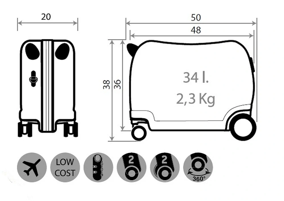 JOUMMABAGS Dětský kufřík odrážedlo na kolečkách MOVOM Dino MAXI 50 x 38 x 20
