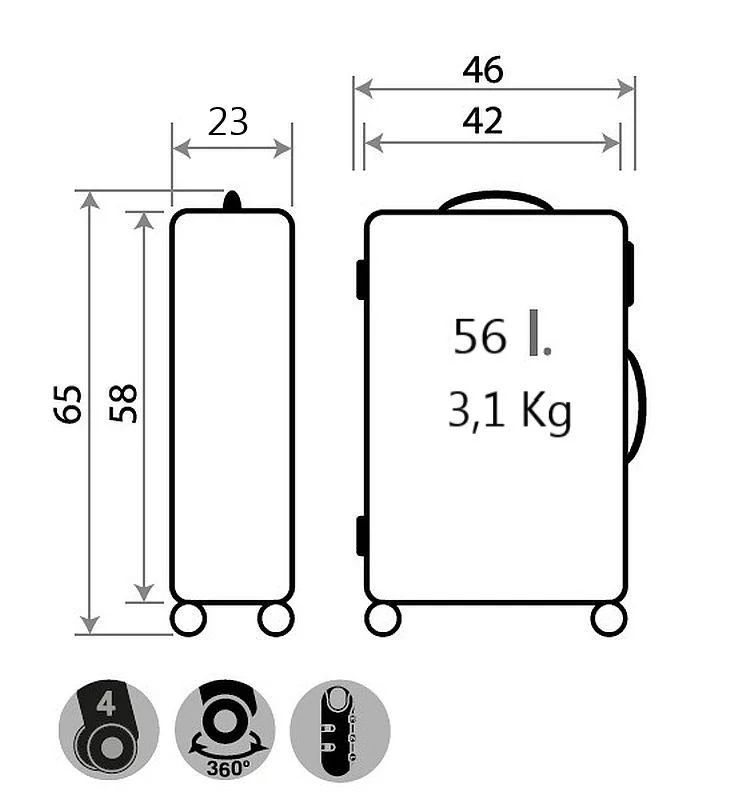 JOUMMABAGS Cestovní kufr ABS Roll Road Flex Champagne  ABS plast se zámkem, 65 cm