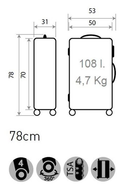 JOUMMABAGS Cestovní kufr ABS MOVOM Galaxy Tyrkys ABS plast skořepinový se zámkem, 78 cm