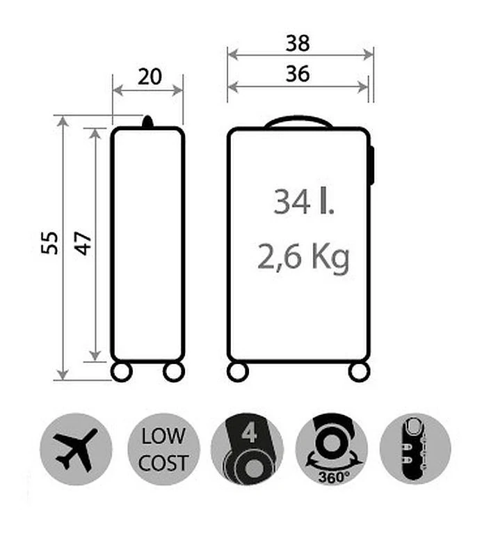 JOUMMABAGS Cestovní kufr ABS Roll Road Flex Red  ABS plast se zámkem, 55 cm