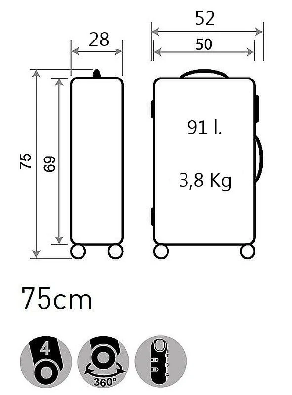 JOUMMABAGS Cestovní kufr ABS Roll Road Flex Light Blue  ABS plast se zámkem, 75 cm