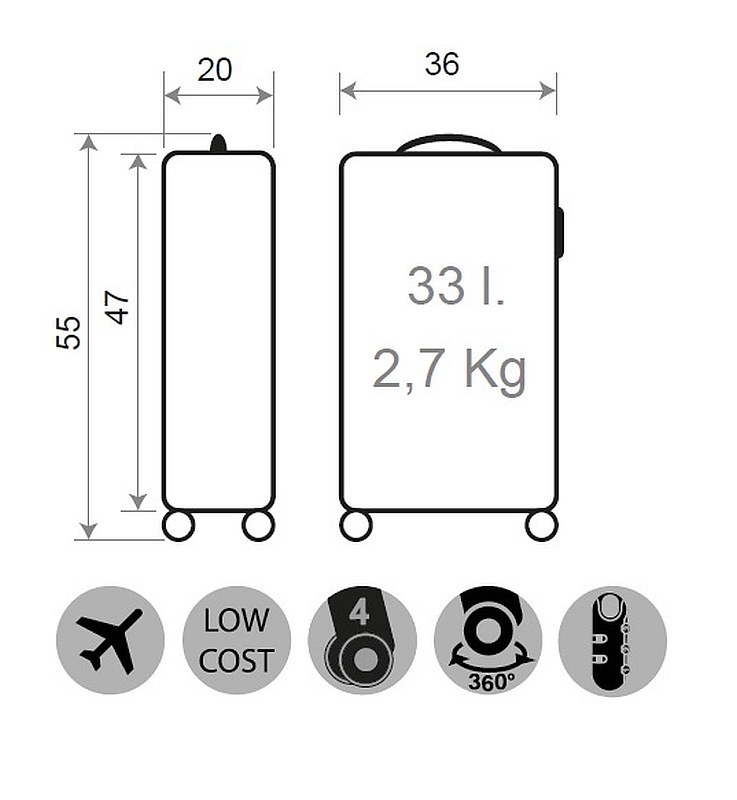 JOUMMABAGS Cestovní kufr Roll Road Palm skořepinový se zámkem 55 x 38 x 20