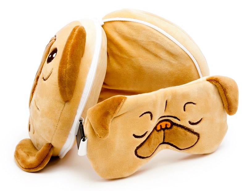 PUCKATOR Cestovní polštářek s maskou na oči MOPSÍK