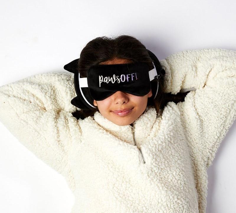 PUCKATOR Cestovní polštářek s maskou na oči KOČKA