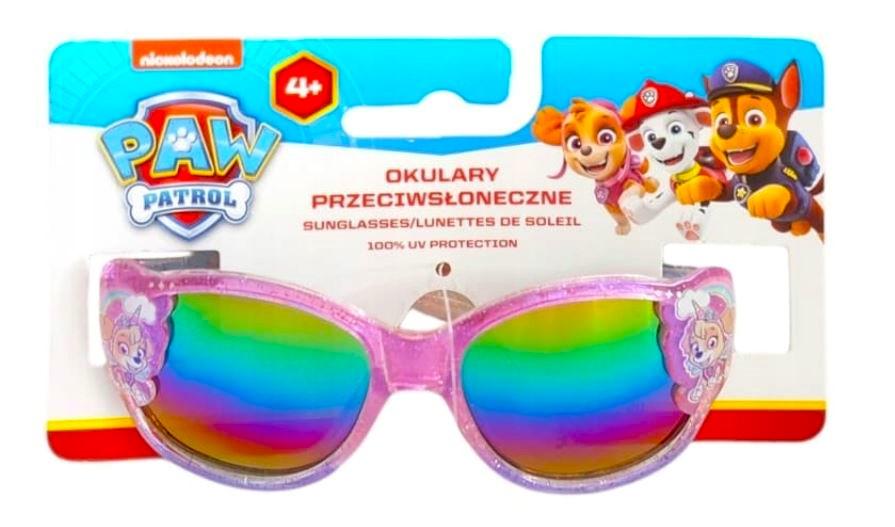 EPLUSM Dívčí sluneční brýle TLAPKOVÁ PATROLA SKYE duha růžové se třpytkami 