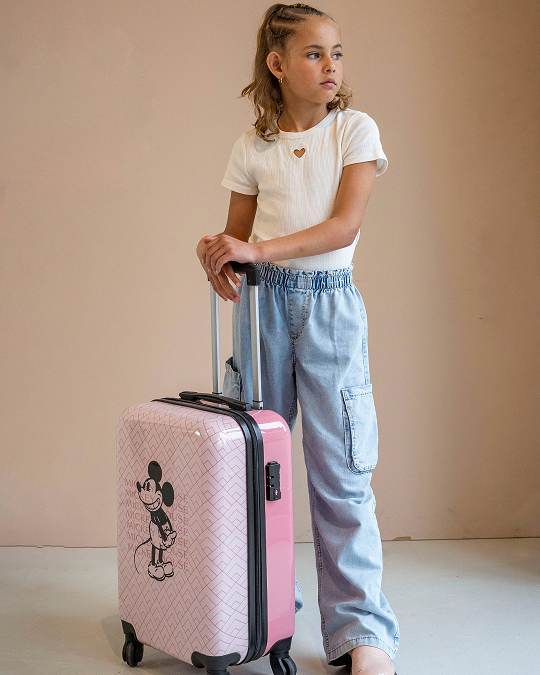 VADOBAG Kufr trolley MICKEY skořepinový se zámkem růžový 50 x 32 