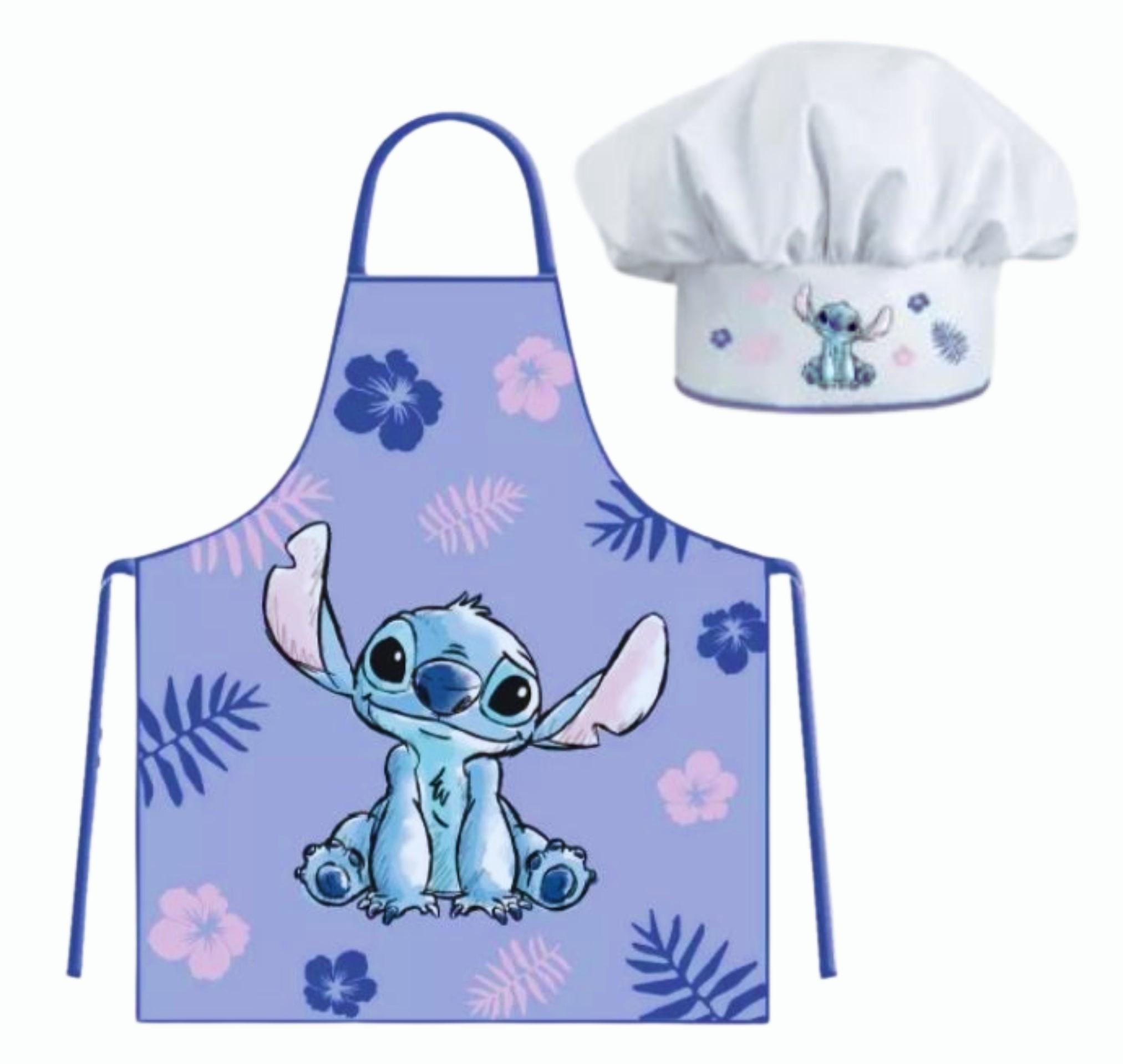 OFICIÁLNÍ LICENCE Kuchařská zástěra LILO A STITCH s čepicí modrá cca 3-8 let