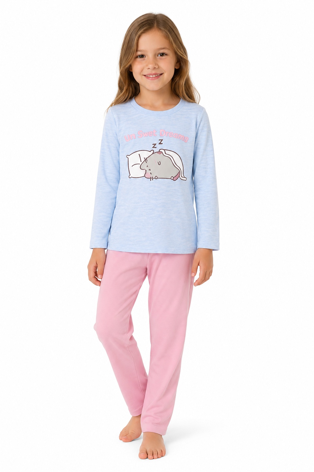 Dívčí pyžamo PUSHEEN dlouhé šedo-broskvové, vel 128