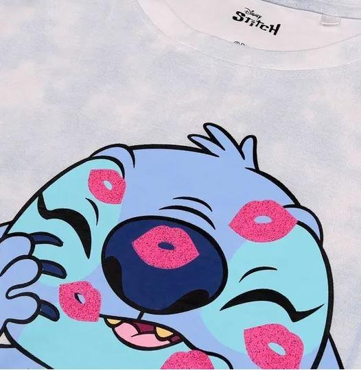 Dámské tričko LILO a STITCH, světle modré s glitry, vel. S