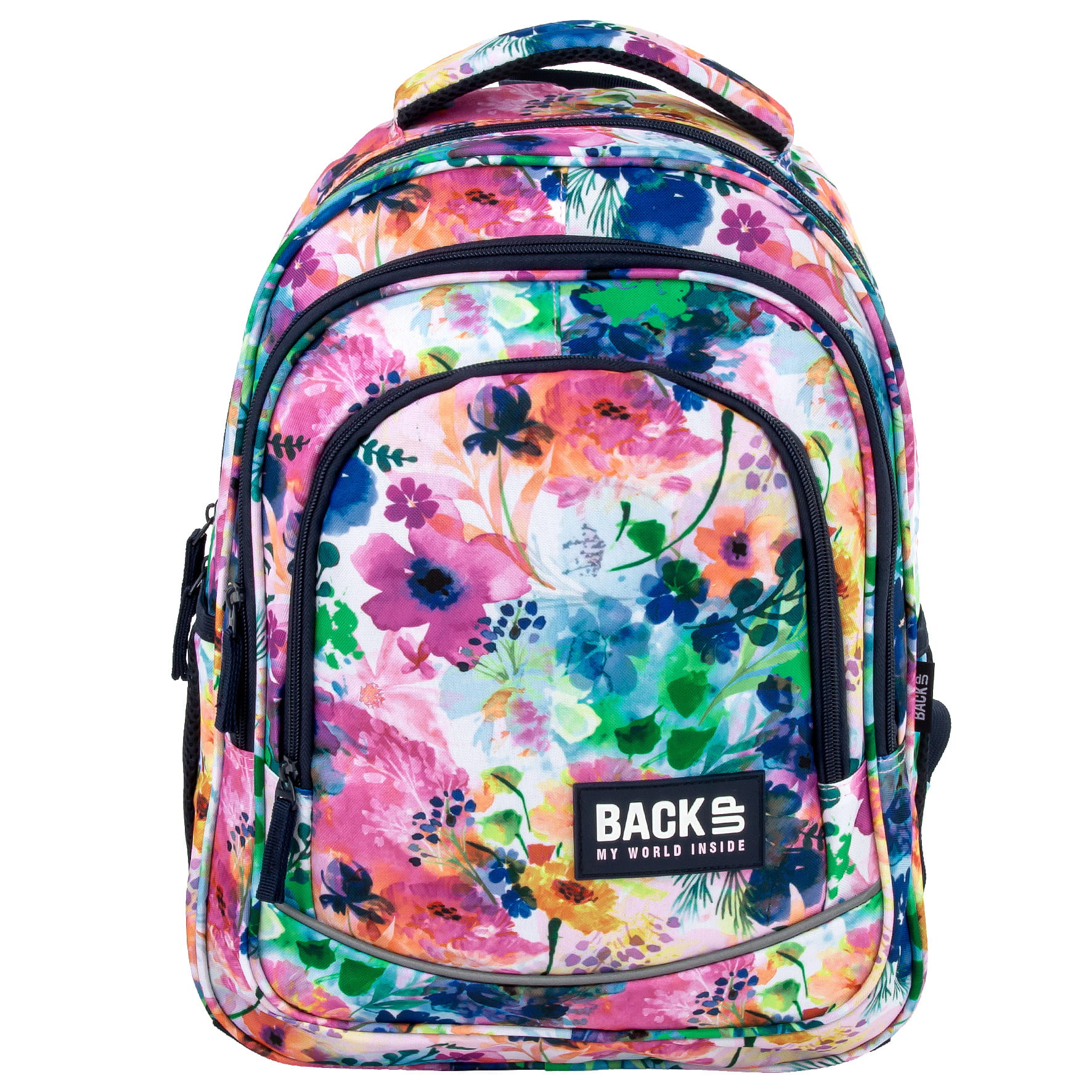 Zvýhodněný školní set BackUP Spring Flowers 2v1 – batoh 26 l a vybavený penál