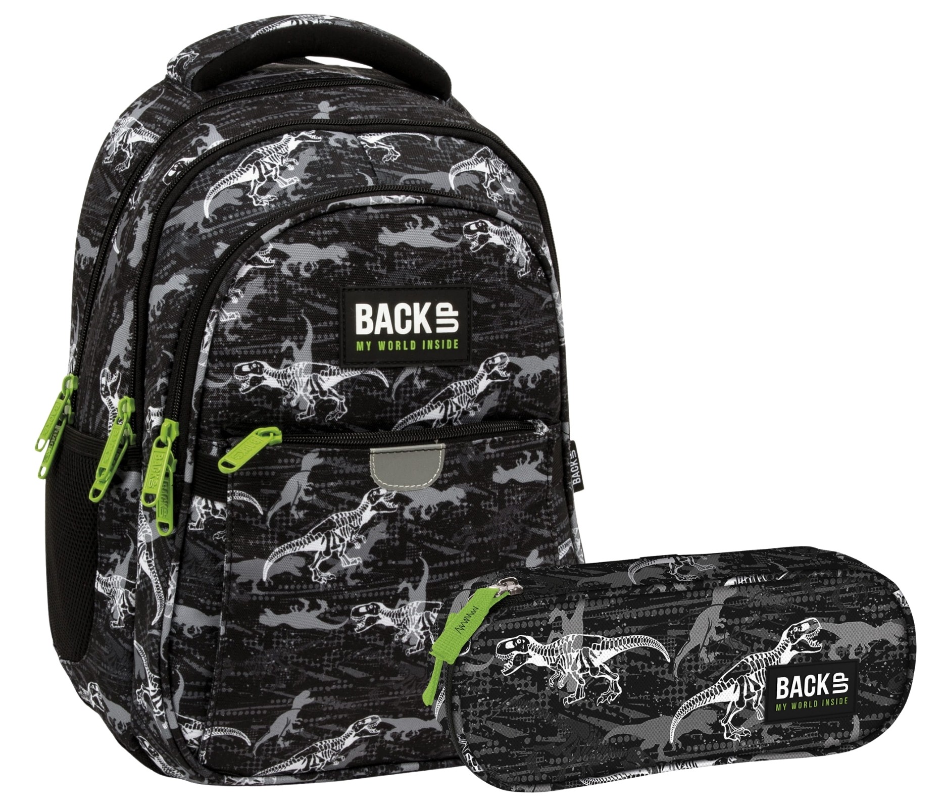 Zvýhodněný školní set BackUP T-Rex 2v1 – batoh 24 l a penál