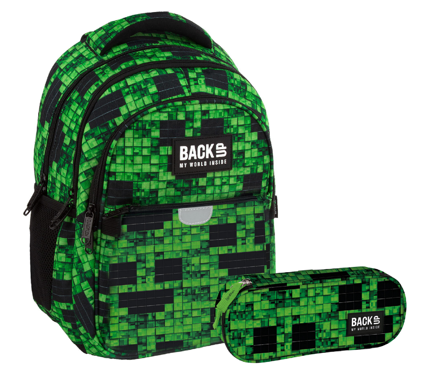Zvýhodněný školní set BackUP Slinker Pixel Game 2v1 – batoh a penál