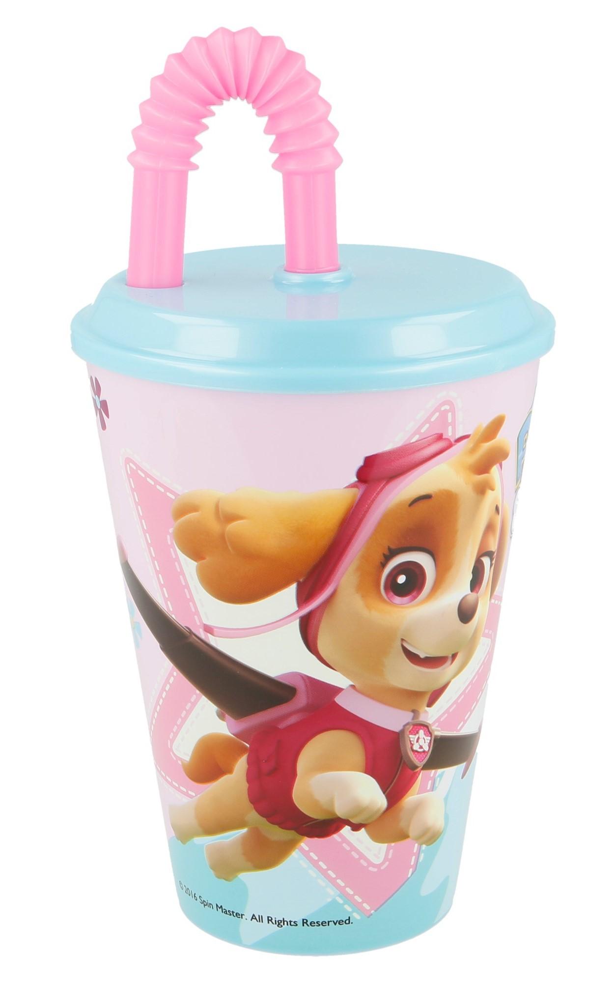 STORLINE Kelímek plastový s brčkem TLAPKOVÁ PATROLA růžový velký 430ml