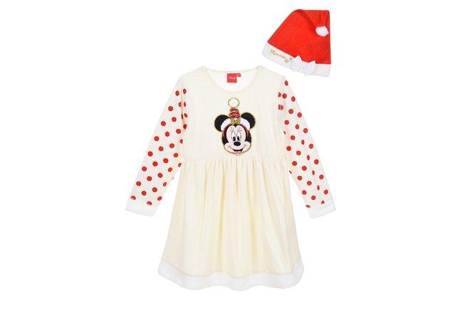 EPLUSM Šaty MINNIE vánoční bílé s čepicí, vel. 98