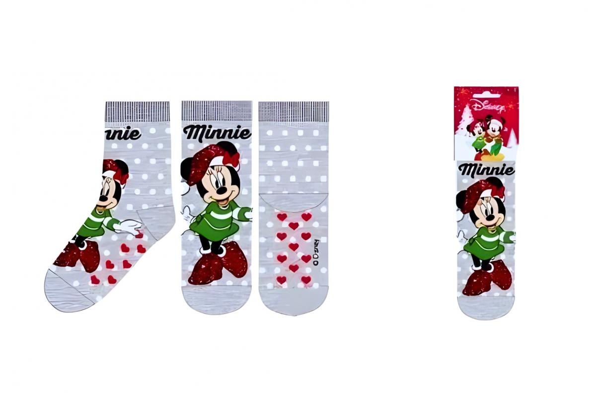 SUN CITY Vánoční ponožky MINNIE terry šedé, vel. 27/30