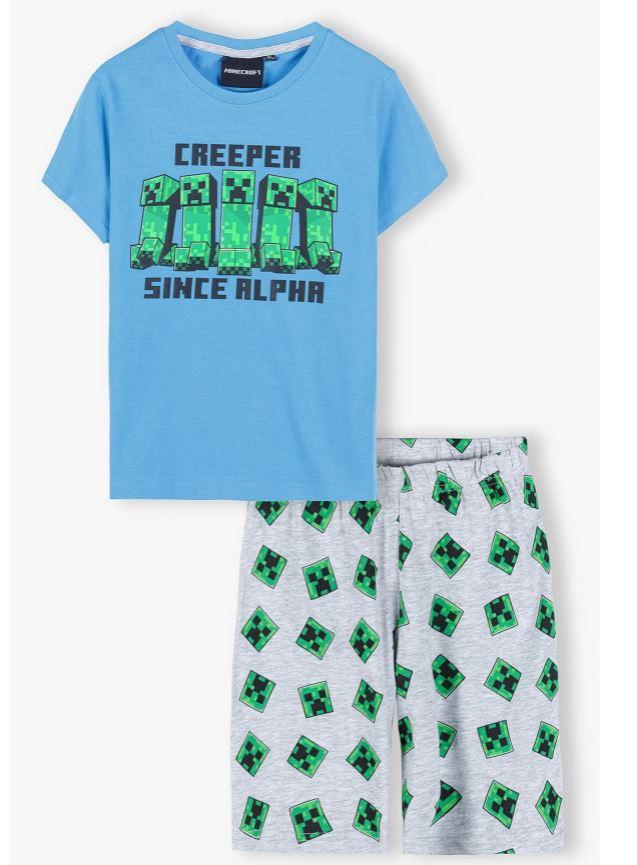 OFICIÁLNÍ LICENCE Pyžamo MINECRAFT Creeper modrošedé letní krátké, vel. 116