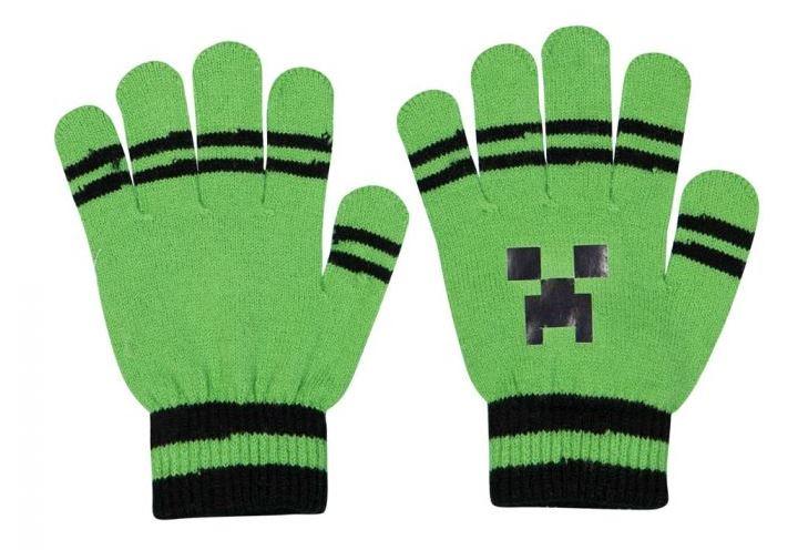 FASHION UK Rukavice MINECRAFT prstové úpletové zelené