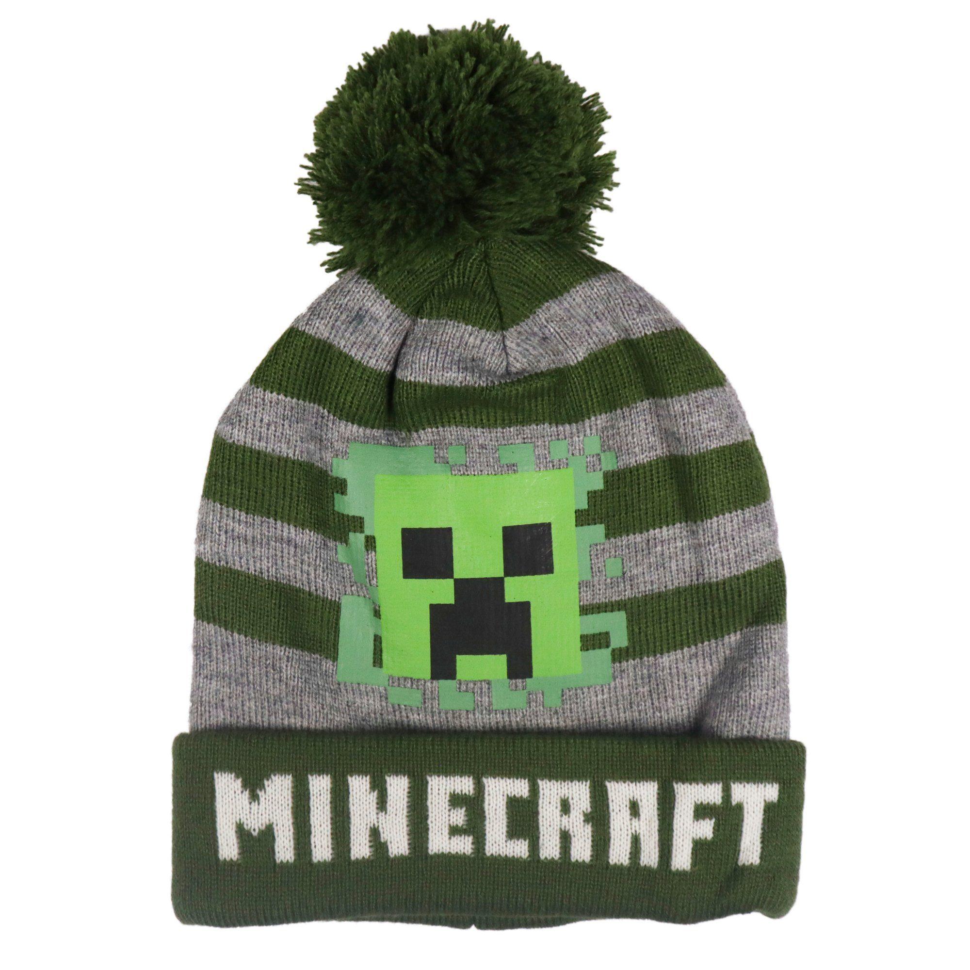 OFICIÁLNÍ LICENCE Čepice MINECRAFT proužky zelenošedá, vel. 52