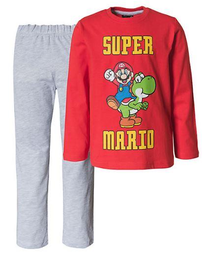 FASHION UK Pyžamo SUPER MARIO dlouhé červenošedé, vel. 140