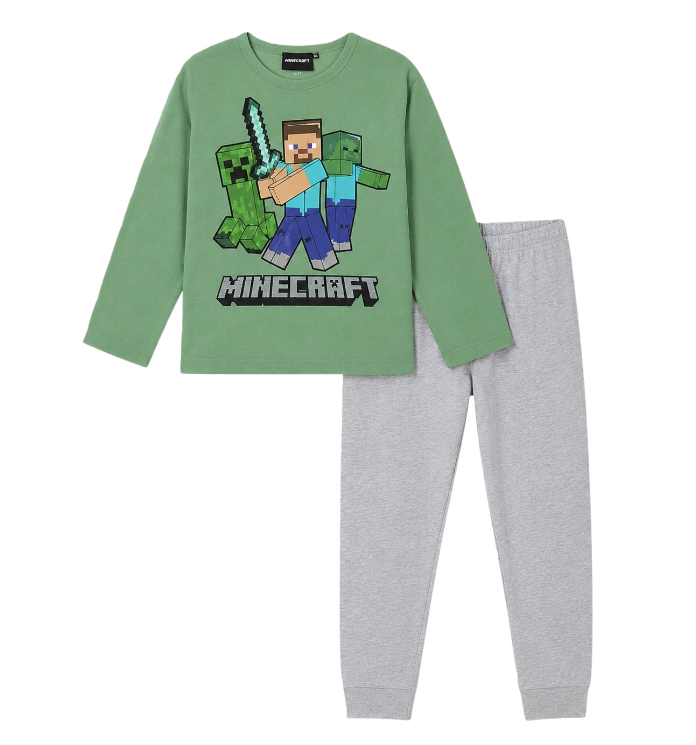 FASHION UK Pyžamo MINECRAFT zelenošedé, vel. 116