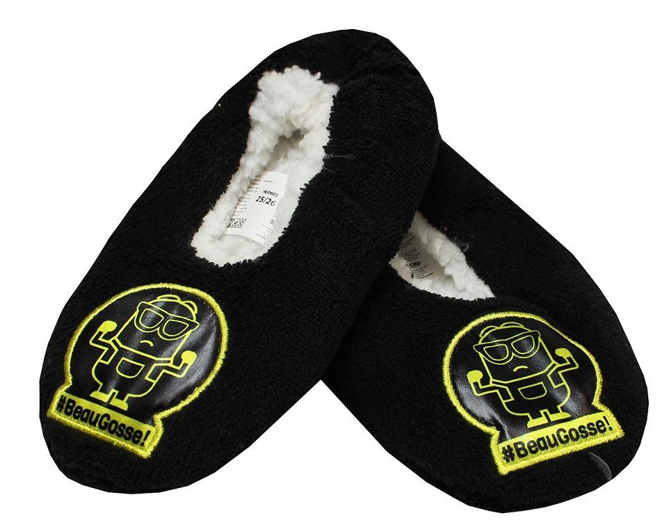 SUN CITY Bačkory MIMONI chlupaté černé, vel. 27/28