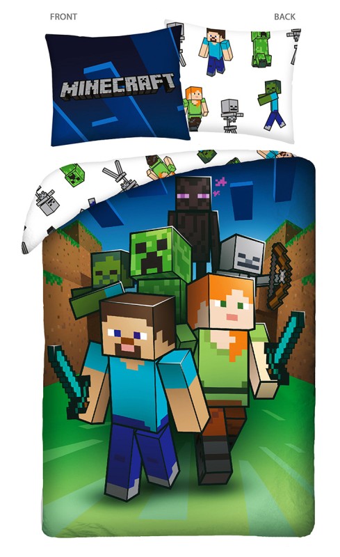 HALANTEX Povlečení Minecraft Attack Bavlna, 140/200, 70/90 cm