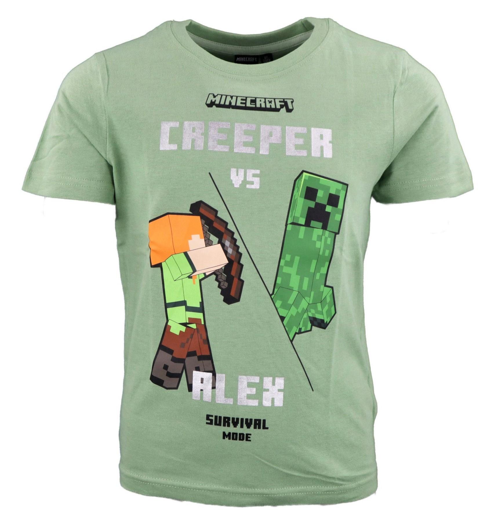 OFICIÁLNÍ LICENCE Tričko MINECRAFT zelené Creeper vs Alex, vel. 134