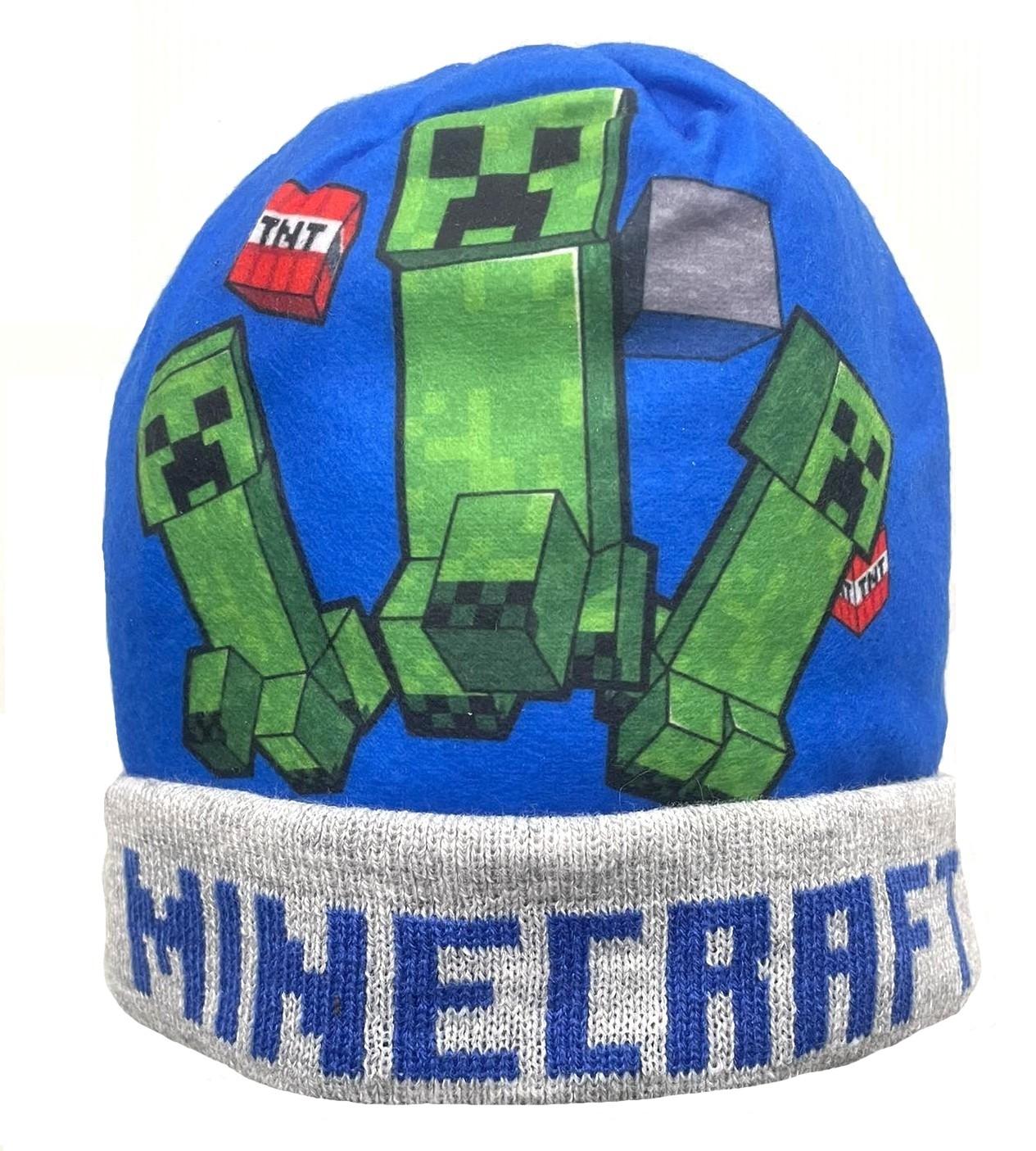FASHION UK Čepice MINECRAFT modrošedá, vel. 54