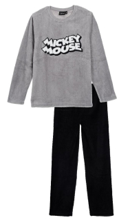 SUN CITY Pyžamo / domácí komplet fleece MICKEY pánský šedočerný, vel. L