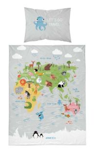 DETEXPOL Povlečení do postýlky Mapa grey  Bavlna, 100/135, 40/60 cm