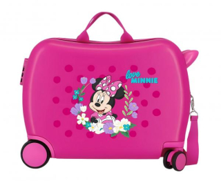 JOUMMABAGS Dětský kufřík odrážedlo na kolečkách Minnie Golden days fuchsia MAXI 50 x 38 x 20