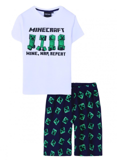 OFICIÁLNÍ LICENCE Pyžamo MINECRAFT bílo-tmavomodré, vel. 116