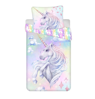 JERRY FABRICS Povlečení Jednorožec Pastel Rainbow  Bavlna, 140/200, 70/90 cm