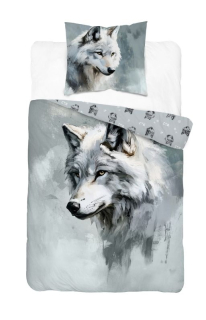 DETEXPOL Povlečení Vlk akvarel Bavlna, 140/200, 70/80 cm