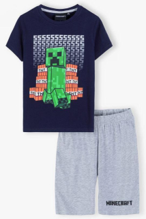 OFICIÁLNÍ LICENCE Pyžamo MINECRAFT tmavomodro-šedé, vel. 140
