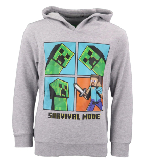 OFICIÁLNÍ LICENCE Mikina MINECRAFT šedá s kapuckou, vel. 152