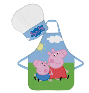 OFICIÁLNÍ LICENCE Kuchařská zástěrka PEPPA PIG s čepicí cca 3-8 let